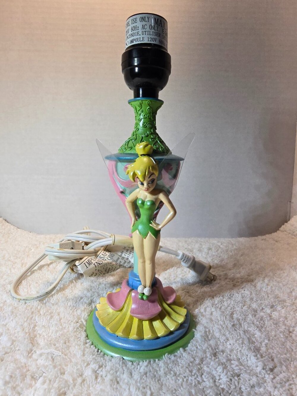 Disney Tinker Bell Fairies Lamp Tulip Shaped Base Hampton Bay